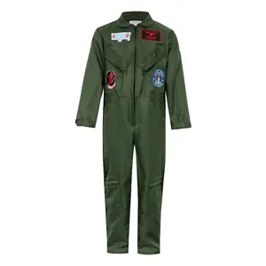 Vintage Military Pilot Jumpsuit, Dull Wear-Resistant Fabric, Reconstructed Badge, Cosplay Party Costume, Halloween Theme Party