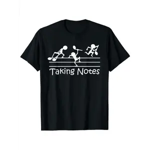 Taking Notes Men's Funny Music Notes & Graphic T-Shirt,Vintage Music Teacher Gifts, Casual Round Neck Short Sleeve Tee with Treble & Bass Clef Design for Musicians & Music Lovers For Woman Man Unisex
