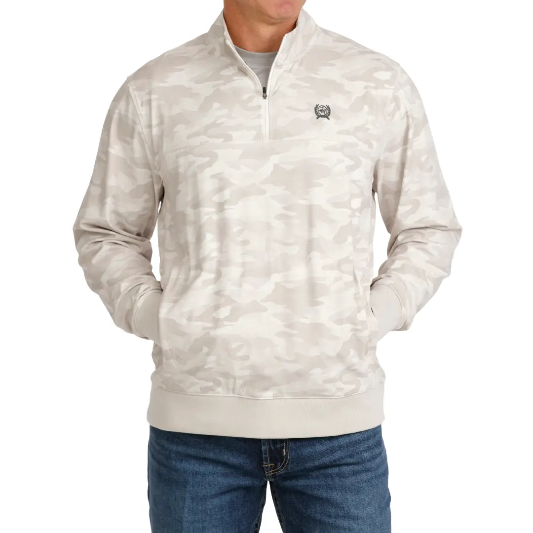 Cinch Men's Gray Camouflage Quarter-Zip Casual Classic Menswear Pullover MWK1971001