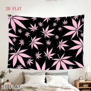 1-piece large horizontal leaf tapestry backdrop banner - pink, suitable for modern room decoration, theme walls, made of polyester fabric, suitable for bedrooms and dormitories