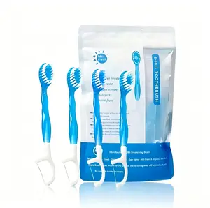 Disposable mini toothbrushes, travel pack, portable with toothpaste, no water needed, no rinsing required toothbrush, toothpick, multi-effects, fresh breath