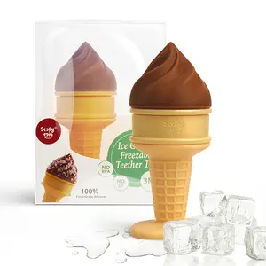 Ice Cream Water Fill Reusable Teether, Cooling Relief, BPA-Free, Dishwasher Safe, Babies 6-24 Months, Gum Soothing, Safe Silicone - Pacifier
