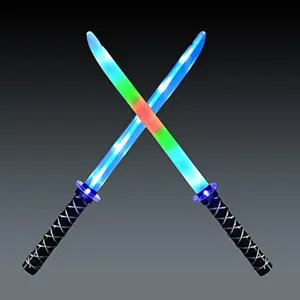 2 Packs Toys Ninja Swords for Kids with Motion Activated Clanging Sounds Vibrant Blue and Multi Color Deluxe Play Sword for Halloween Party, Costume Accessories