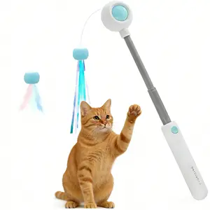 【2026 New】Cat Laser Toys,Cat wand toys,cat accessories,Cat Teaser Toy, 2 in 1 Laser Pointer Cat Toys,Internative Cat Toys for Indoor Cats and dogs, Retractable Cat Feather Toys, Long Range Kitten Toys,red laser pointer