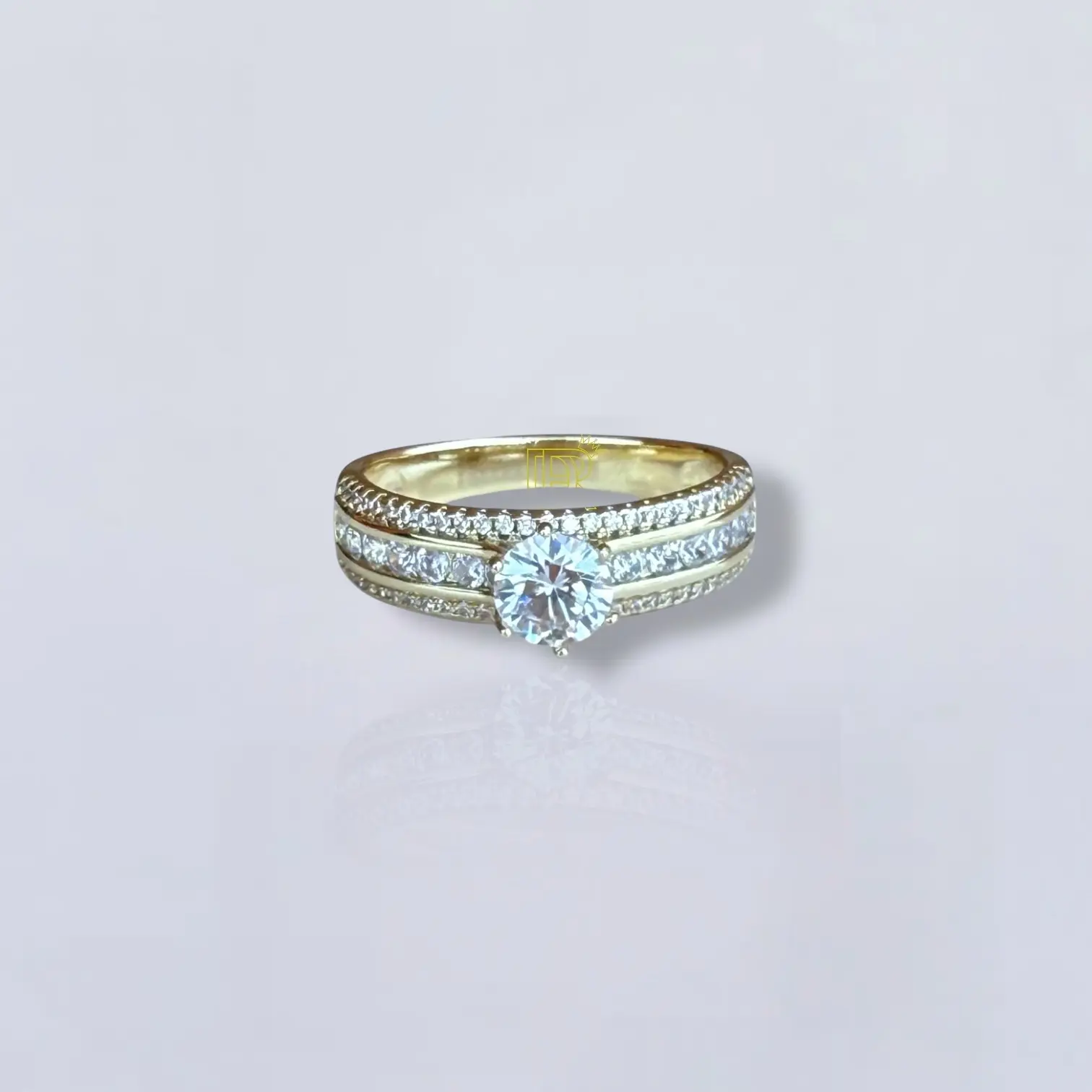 Didiray 14K Gold Plated Shine Bright with This  Triple Row CZ Ring Timeless Beauty Elegant Cubic Zirconia Stones Meticulously Arranged for Light Catching