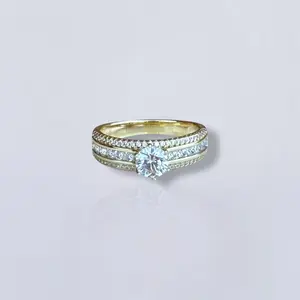 Didiray 14K Gold Plated Shine Bright with This  Triple Row CZ Ring Timeless Beauty Elegant Cubic Zirconia Stones Meticulously Arranged for Light Catching