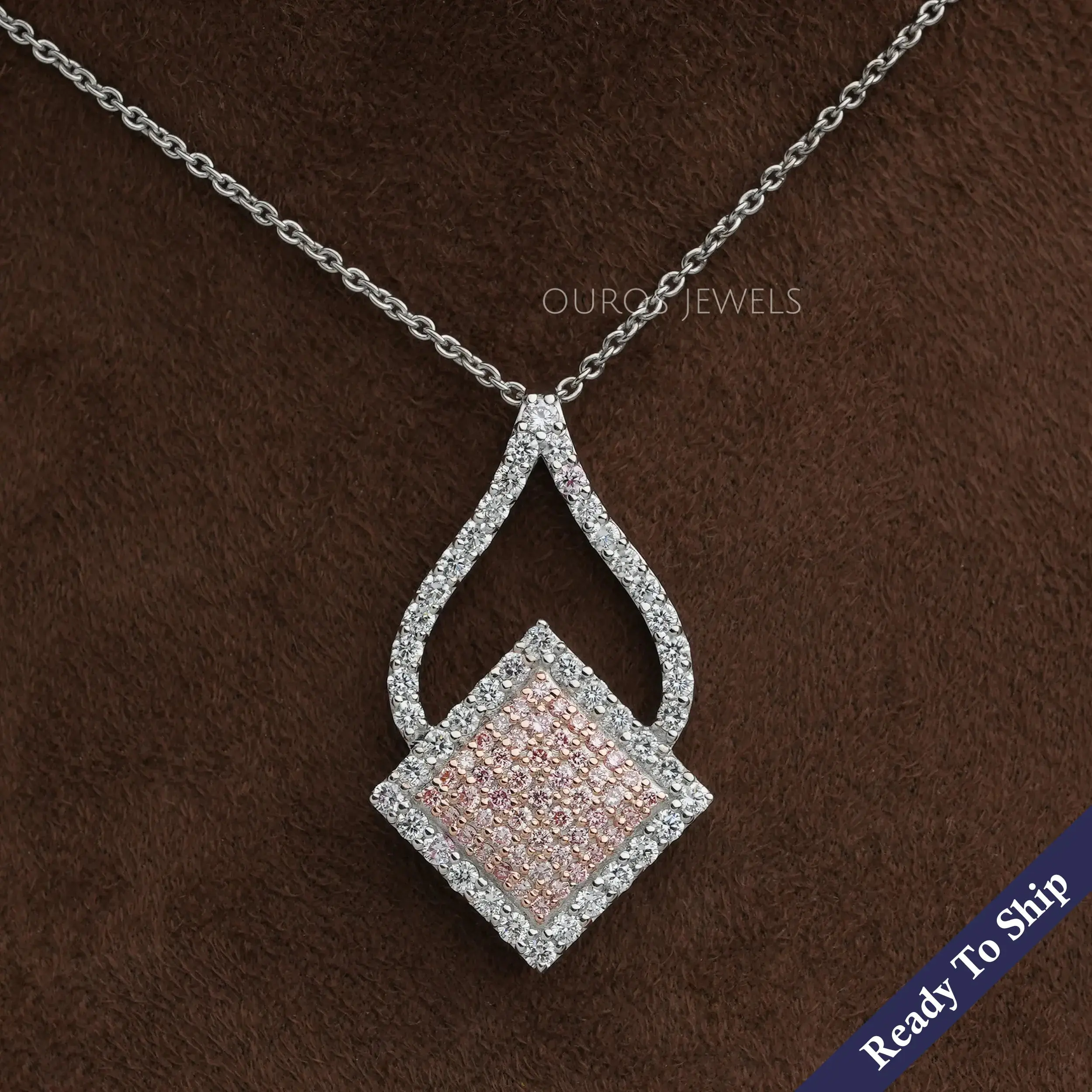 Fancy Pink Round Cluster Diamond Pendant