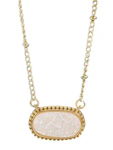 Women's Oval Pendant Necklace, Copper Material, European & American Fashion Style, Perfect for Daily Wear & Casual, Minimalist Necklace, Jewelry Accessories