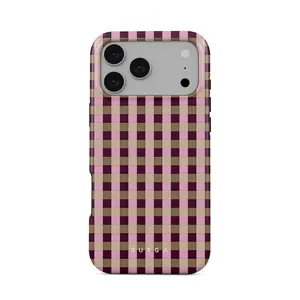 Clocked Out BURGA MagSafe Tough Case | Retro Gingham Plaid Aesthetic Phone Cover for iPhone 17 16 15 14 13 12 Series | Dual-Layer Shockproof Protection | MagSafe Compatible | Trendy Gift for Her