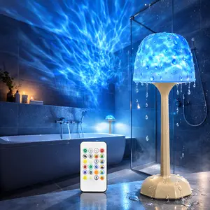 VKK RGB Spa Shower Light, 2400mAh Rechargeable, 12H Battery Life, Waterproof 16-Color Ambient Light with Remote & Touch Control, Perfect Valentine’s Gift Table Bedside Lamp Modern Nightstand Lamps