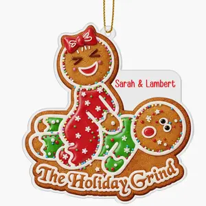Personalized The Holiday Grind Acrylic Ornament, Funny Adult Gingerbread Couple Naughty Christmas Keepsake Decoration