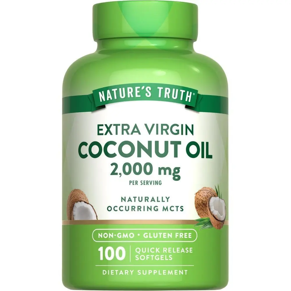 Nature's Truth Extra Virgin Coconut Oil 2000 mg - 100 Softgels - Naturally Occurring MCTs Nature's Truth Extra Virgin Coconut Oil 2000 mg - 100 Softgels - Naturally Occurring MCTs