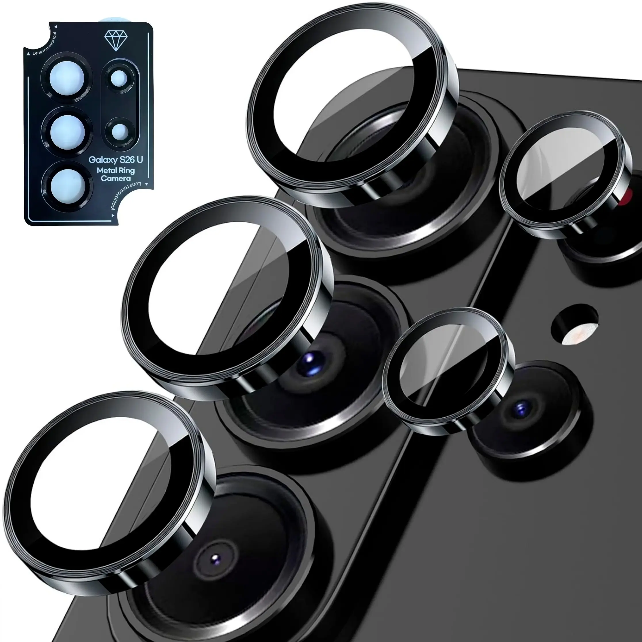 Camera Lens Protector for Samsung Galaxy S26 Ultra, Mobile Phone Lens Metal Aluminum Circle Tempered Glass, Military Grade Shatterproof, Case Friendly Accessories, Protection