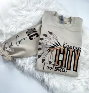 Kansas City Football Sweatshirt Womenswear Unisex Comfy Pullover with Sleeve Print