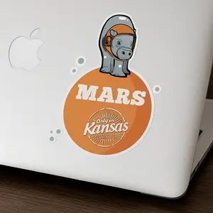 Tanganyika Wildlife Park Mars on Mars 3" Vinyl Sticker Custom Decal with Space Helmeted Pygmy Hippo for Laptops and Water Bottles Custom Decal Planet