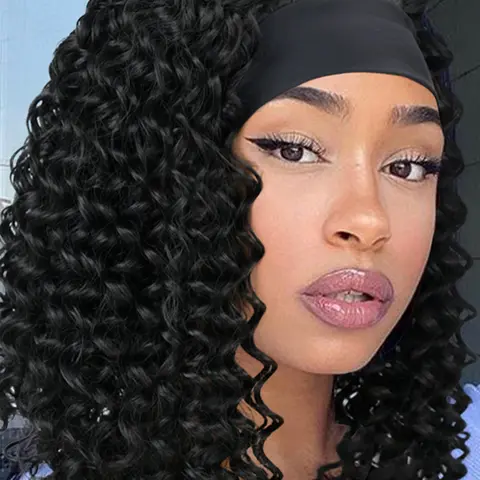 12 Inch Short Curly Headband Wigs for Women, Headband Style Wig, Gorgeous with Headband, Kinky Curly Wigs, Artificial Wig, Synthetic Wigs for Party, Daily Use, Synthetic Curly Hair