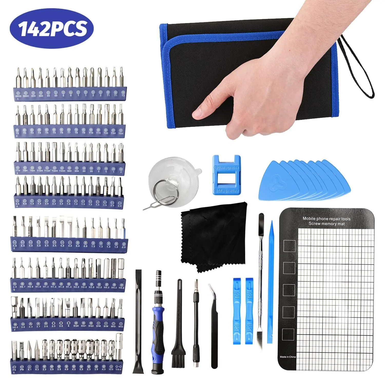 Tech-Core 142 in 1 Precision Screwdriver Set Professional Electronics Repair Tool Kit 120 Magnetic Bits 22 Accessories for iPhone MacBook PS5 PS4 Xbox Nintendo Switch Laptop PC Tablet Watch Glasses Camera Drone Magnetic Project Mat Flexible Shaft ESD Twee