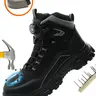 Men's Anti-impact & Anti-puncture High Top Safety Shoes, Casual Comfortable Breathable Work Shoes, Outdoor Sports Protective Rotating Button Lock Shoes, Closed