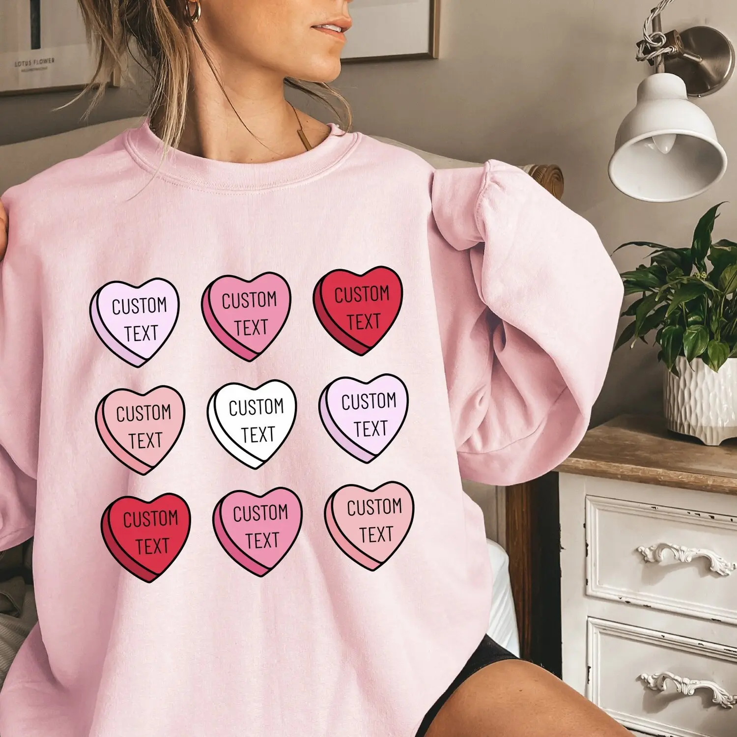 Personalized Candy Heart Sweatshirt, Conversation Hearts Shirt, XOXO Sweatshirt, Custom Valentines Day Shirt, Gift For Valentine BI