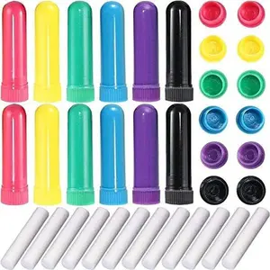 12PCS Essential Oil Inhaler Set, Refillable Nasal Inhaler Tubes with Unscented Wicks, Assorted Colors for Aromatherapy