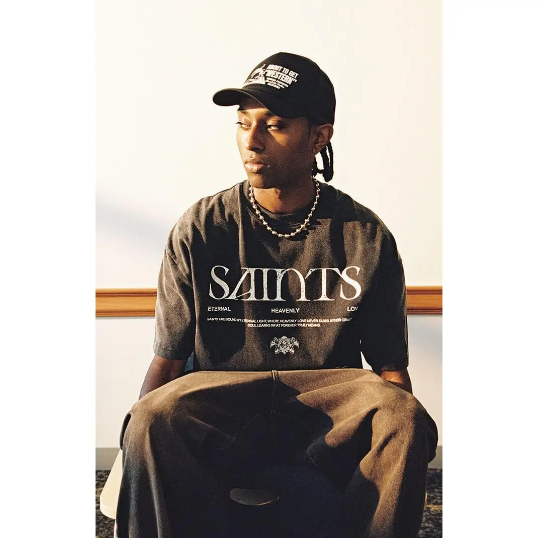 Pacsun Men's Saints Washed Cropped Boxy T-Shirt