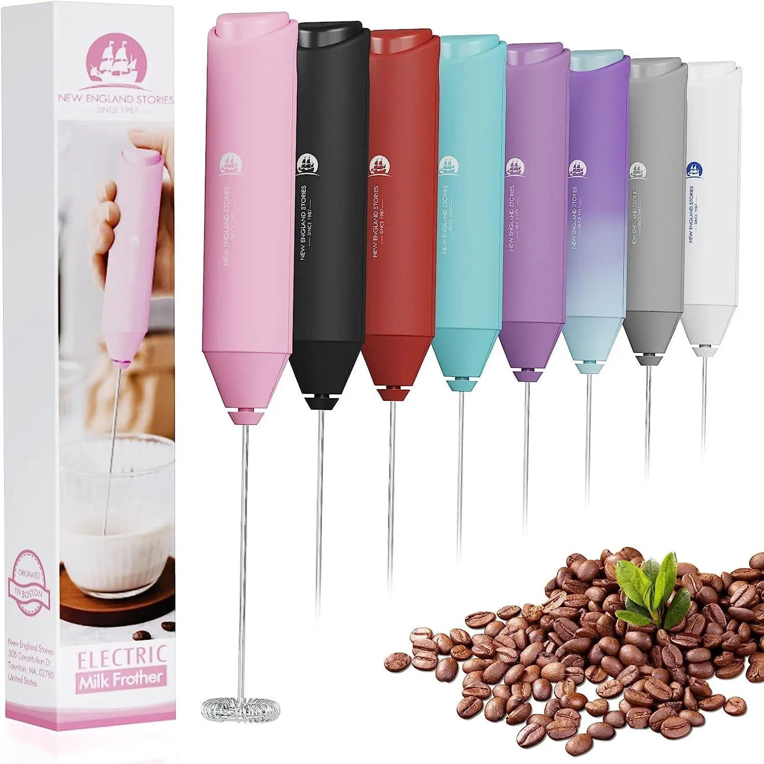 Powerful Milk Frother Mini Handheld Foam Maker for Coffee Whisk Drink , Cappuccino, Latte, Matcha, Hot Chocolate, No Stand, Pink backtoschool