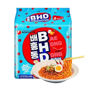NONGSHIM Korean BHD Bae Hong Dong Sweet & Spicy Cold Noodles - 4 Pack (548g) | Celebrity Favorite