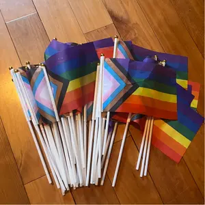 50 Packs of Mini Handheld American LGBTQ Rainbow Flags, Perfect for Parades, Festivals, And Rainbow Parties