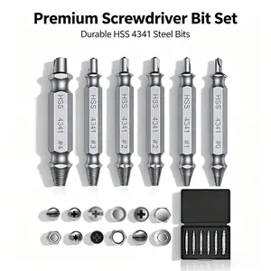 6 Pcs Damaged Screw Extractor Set, Hardened Steel Stripped Broken Bolt Remover Kit with Storage Case for DIY Automotive Plumbing Repair