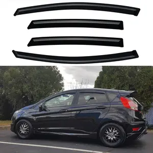 4PCS Window Visors for 2009 - 2019 Ford Fiesta (Sedan & Hatchback)  Smoke Tinted Acrylic Tape-On Vent Shade Rain Sun & Wind Deflector Black Car Accessories