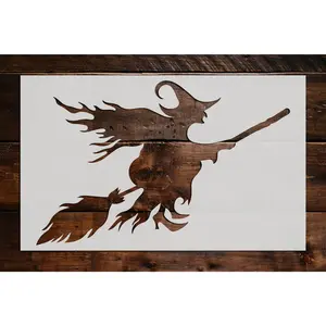 Witch Riding a Broom Stencil - Art and Wall Stencil