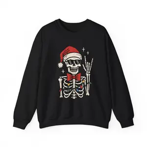 Halloween Skeleton Christmas Sweatshirt, Unisex Crewneck, Funny Christmas Gift, Skeleton Xmas Sweater, Holiday Party Apparel