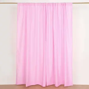 2 Pack 5ftx8ft Pink Polyester Backdrop Drape Curtains With Rod Pockets, Event Divider Panels 130GSM