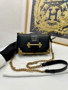 Pre-owned PRADA Leather Shoulder Bags Preloved Cahier Black Small 109856