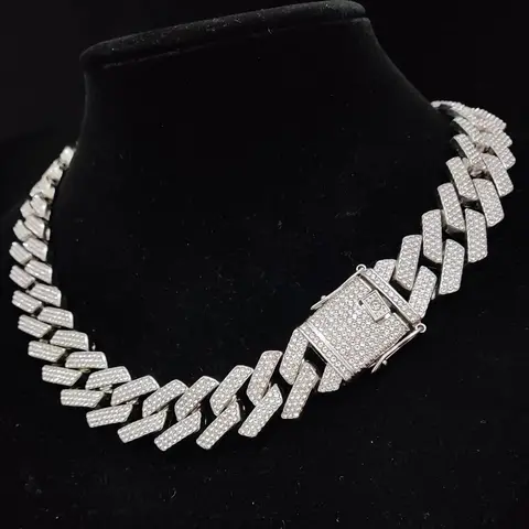 High Quality Sparkling Cuban Chain Necklace - Shiny Hip Hop Fashion Men's Jewelry - Perfect Father's Day, Halloween, Christmas Gift, Geometric Design, Fashion Necklace