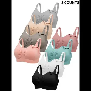 Maternity?Solid Ruched Padded Bra Nursing Bra, Open Front Maternity Lingerie for Breastfeeding, Maternity Clothing,?Back To School Clothes, Maternity Lingerie for Fall Outfit Para Brunch