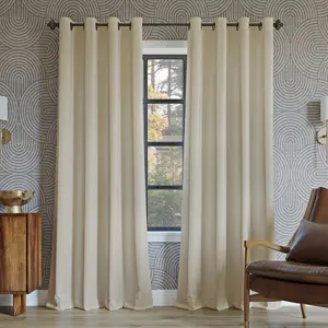 52"x108" Sun Zero 100% Blackout Oslo Theater Grade Grommet Curtain Panel Cream: Modern Energy Efficient Indoor
