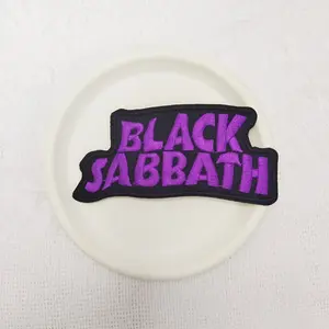 1PCS BLACK SABBATH purple letter cloth patch embroidery patch, suitable for DIY decorative patches on hats, bags, shoes, and clothing, with a back hot melt adhesive that can be sewn, ironed, and washed