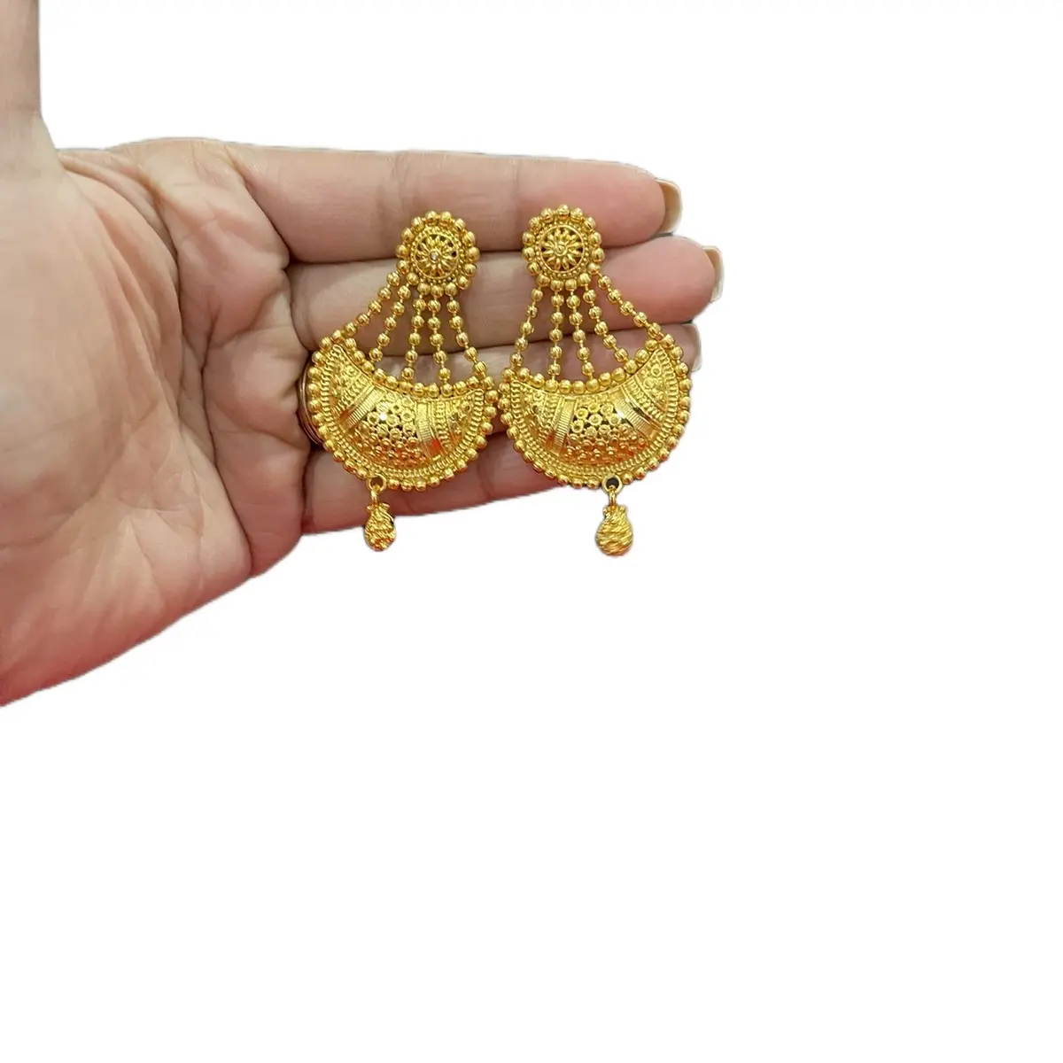 Women's Traditional Nepali Designer Clip On Earrings - Metal-Coated Fashion Costume Jewelry Accessory