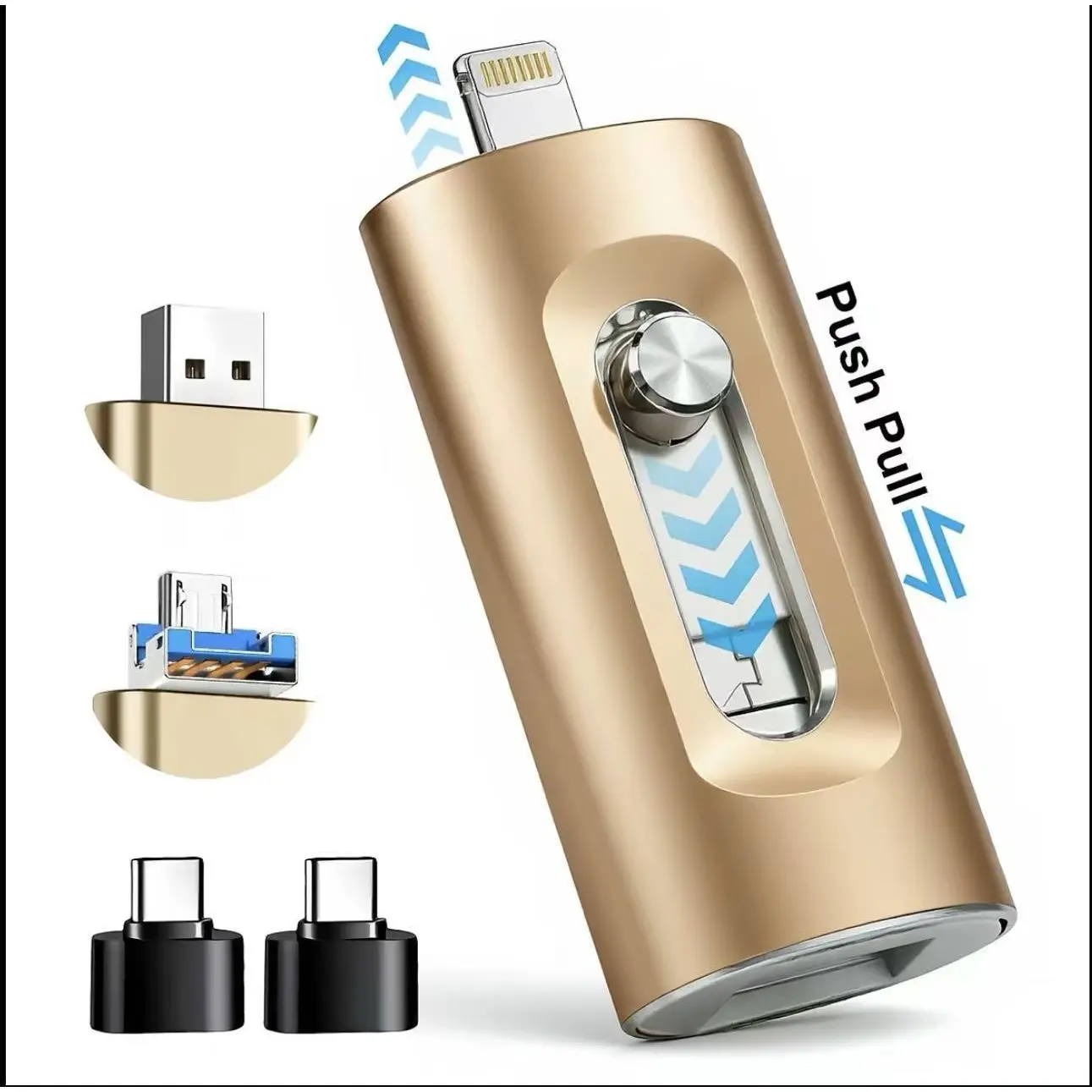 3 in 1 USB 256GB Flash Drive, High Speed USB 3.0 Memory Storage, OTG Flash Pen Drive with Free Type-C, Easily Back Up and Save Photos Videos, USB Memory Stick Thumb Drive for iPhone/iPad/Android/PC