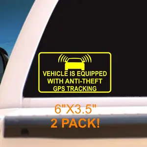 2 pack anti theft gps tracking decal for car, vehicle security stickers, theft deterrent, car accessories, motorcycle, truck, bikes, ect.