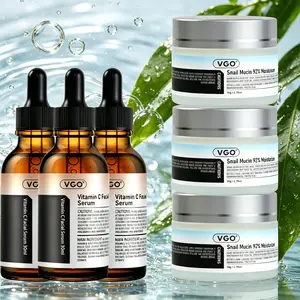 VGO Vitamin C Face Serum,Glow Up Skincare Set Snail Mucin 92% Moisturizer Daily Face Gel Cream for All Skin Types, 50g Hydrate Nourishing Facil Serum，30ml/ 60ml Comfort Skincare Face Serum Hydrating Gentle Face Set