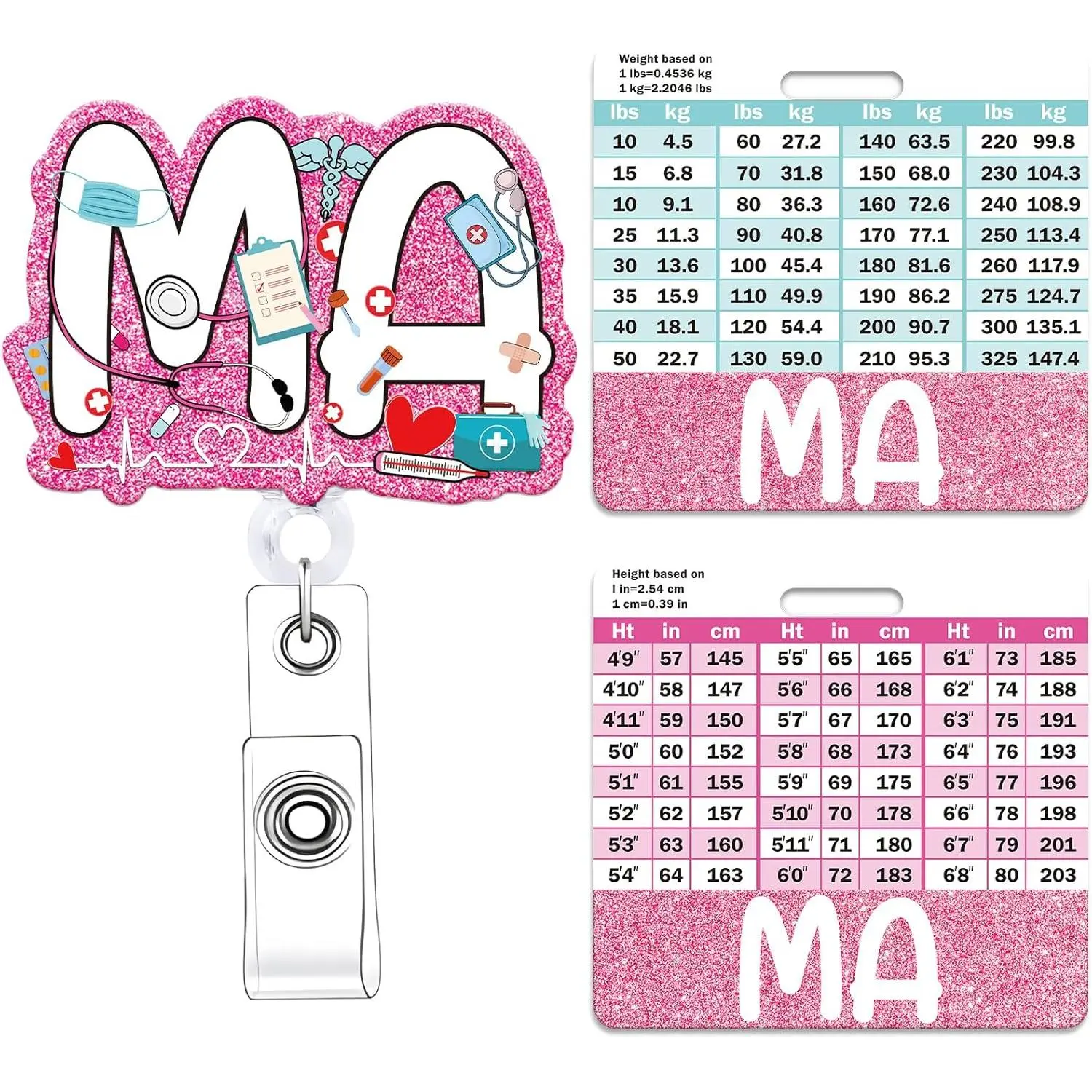 MA Badge Reel with Badge Buddy -    Assistant Badge Reel and MA Badge Buddy Retractable ID Clip for  Student MA  Gifts Work Accessories Essentials Conversion Charts