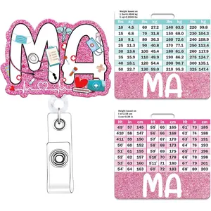 MA Badge Reel with Badge Buddy -    Assistant Badge Reel and MA Badge Buddy Retractable ID Clip for  Student MA  Gifts Work Accessories Essentials Conversion Charts