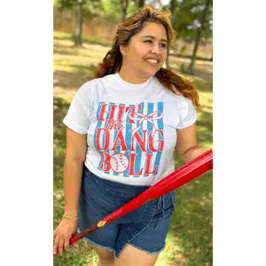 Tees2urdoor Women's Fitted Short-Sleeve T-Shirt - Sports-Inspired Urban Streetwear Slip Top with "Hit the Dang Baseball" Statement Graphic, Stylish Design, Shortsleeve, Style