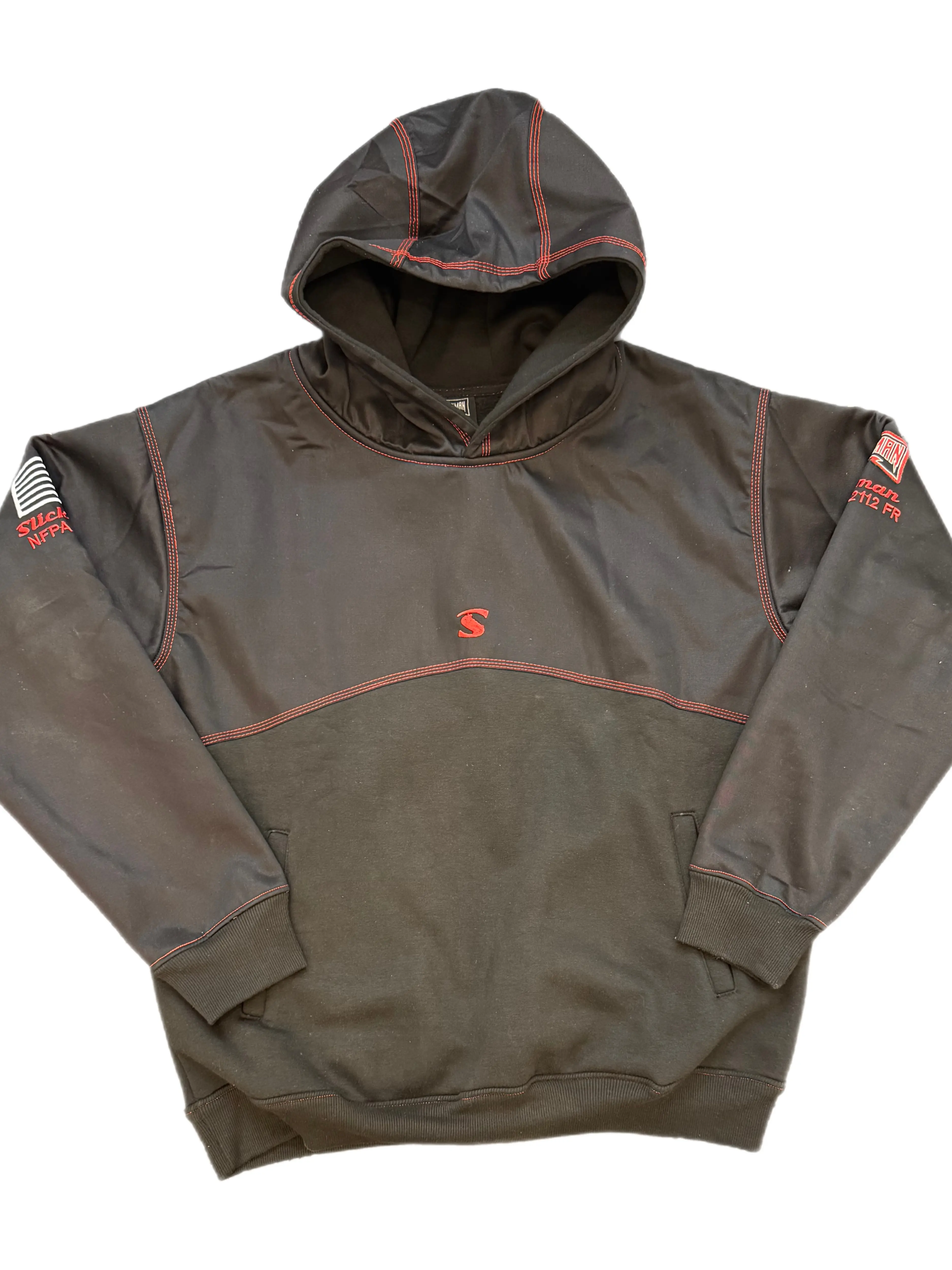 Slickman BLACK Dual Layer FR Hoodie with Side Pockets Heavy Cotton