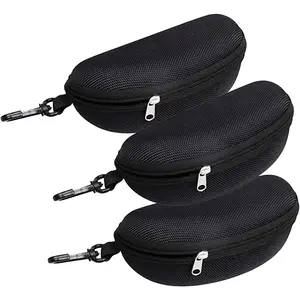 Portable  Sunglasses Eyeglasses Case Zipper Hard Shell Box With Clip