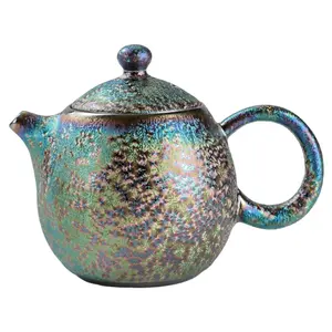 Teapot ceramic kiln-turned tea set peacock pot kiln color-changed Tianmu tea cup complete tea set set travel teapot