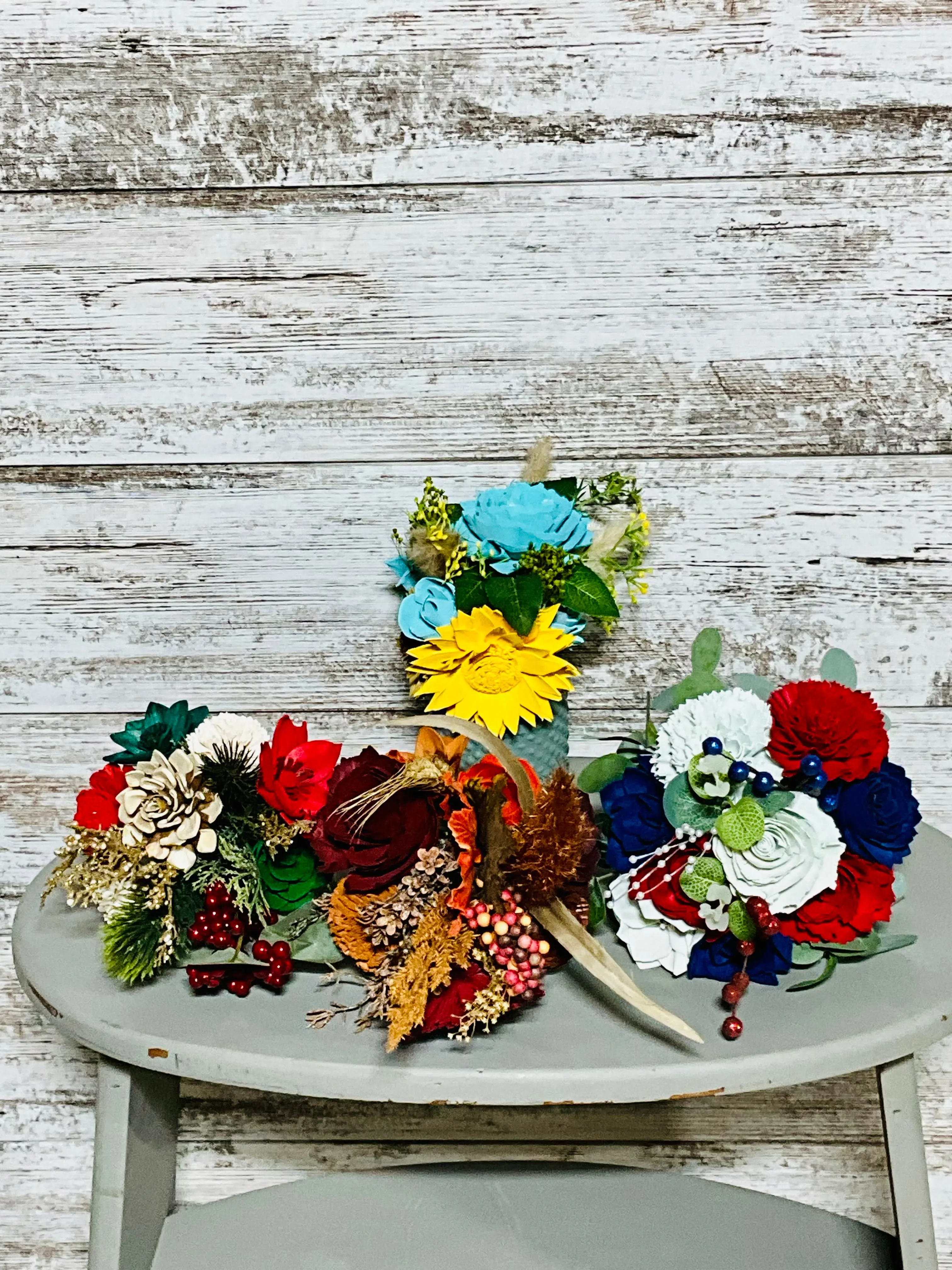 Handmade Wooden Decorative Flower Bouquet Set - Varied Seasonal Home Decor Ornaments for Key Occasions, Ideal for Home Decorating