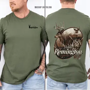 Remington Hunting T-Shirt, Retro Graphic Tee with Authentic Deer Buck Design, Outdoor Camo Tee, 1816 Established Hunting Apparel for Men